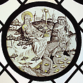 Roundel with the Flight into Egypt, Colorless glass, vitreous paint and silver stain, German