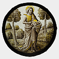 Roundel with Saint John the Baptist, Pseudo-Ortkens  South Netherlandish, Colorless glass, silver stain, vitreous paint, South Netherlandish