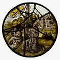 Roundel with Saint Francis Receiving the Stigmata, Albrecht Dürer  German, Colorless glass, silver stain, vitreous paint, German