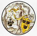 Roundel with Nude Woman Supporting a Heraldic Shield, Colorless glass, vitreous paint and silver stain, North Netherlandish