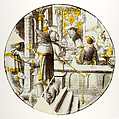 Roundel with Lazarus at the House of Dives, Colorless glass, silver stain, vitreous paint, North Netherlandish