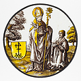 Roundel with Saint Basil the Great with a Donor, Colorless glass, vitreous paint and silver stain, South Netherlandish
