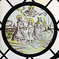 Roundel with the Baptism of Christ, Colorless glass, vitreous paint and silver stain, German