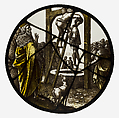 Roundel with the Hanging of Haman, Jan Swart van Groningen (?) Netherlandish, Colorless glass, silver stain, vitreous paint, North Netherlandish (?)