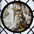 Roundel with Mordecai Overhearing the Conspirators, Colorless glass, vitreous paint and silver stain, South Netherlandish