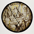 Roundel with the Last Supper, Colorless glass, silver stain, vitreous paint, North Netherlandish