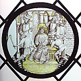 Roundel with Christ crowned with thorns and mocked, Colorless glass, vitreous paint and silver stain, German
