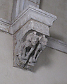 Corbel with Two Men with Legs in the Mouth of Two Beasts, Limestone, French