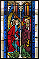 Panel with the Annunciation, Pot-metal glass, colorless glass, and vitreous paint, Austrian