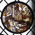 Roundel with the Blinding of Tobit (from a Series), Colorless glass, vitreous paint and silver stain, South Netherlandish