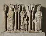 Relief Fragment with Three Monks, Limestone, French