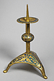 Pricket Candlestick, Champlevé enamel and gilded copper, French