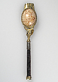 Liturgical Spoon, Silver, partly gilt, shell, obsidian, South Netherlandish