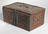 Box with Unicorn, Wood with iron mounts, Northern European