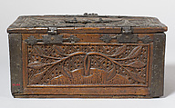 Box with Unicorn, Wood with iron mounts, Northern European