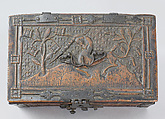 Box with Unicorn, Wood with iron mounts, Northern European
