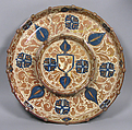 Platter, Tin-glazed earthenware, European