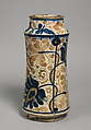 Pharmacy Jar, Tin-glazed earthenware, Spanish