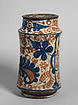 Pharmacy Jar, Tin-glazed earthenware, Spanish