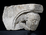Corbel with Crouching Woman Clutching her Long Hair, Limestone, French