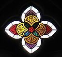 Quatrefoil-shaped Tracery Light, Pot-metal and colorless glass with vitreous paint, Austrian