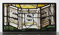 Saint Catherine of Alexandria, Pot metal glass with silver stain, French