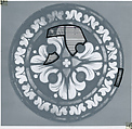 Ornamental Roundel, Pot-metal glass, colorless glass, and vitreous paint, French