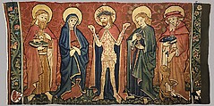 Altar Frontal with Man of Sorrows and Saints, Wool, linen, and metallic thread (gilt membrane on silk) on linen, German