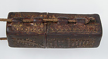 Portable Reliquary Case, leather (cuir bouilli), boiled and tooled, traces of gilding, French