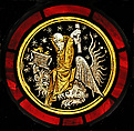 Roundel with Grotesque, White glass, silver stain, and vitreous paint, British