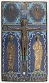 Plaque from a Bookcover with the Crucifixion, Champlevé enamel, copper-gilt, European