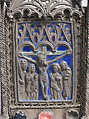 Pax with Crucifixion, Silver, enamel, copper-gilt, glass cabochons, French (?)