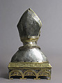 Reliquary Head of Bishop, Silver, partial gilt, copper-gilt, cabochons, basse taille enamels, Italian (?)