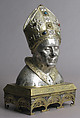 Reliquary Head of Bishop, Silver, partial gilt, copper-gilt, cabochons, basse taille enamels, Italian (?)