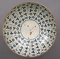 Bowl on Foot, Tin-glazed earthenware, Spanish