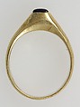 Stirrup Ring, Gold and sapphire, British
