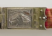 Belt, Silver, with traces of gilding and enamel; modern textile support, North Italian