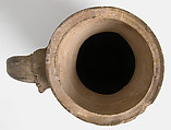 Pitcher, Earthenware, partially covered with a green lead glaze, French