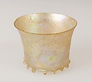 Beaker, Mold-blown glass with applied foot, French
