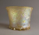 Beaker, Mold-blown glass with applied foot, French