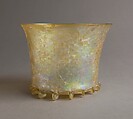 Beaker, Mold-blown glass with applied foot, French