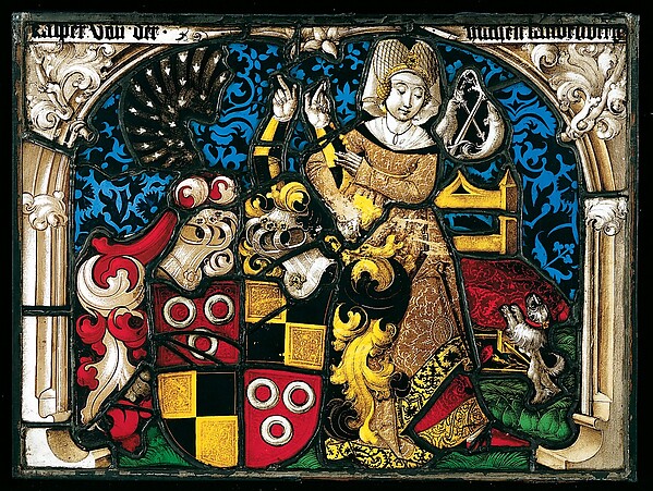 Stained-Glass Panel with a Coat of Arms and a Female Supporter by Lukas Zeiner, The Metropolitan Museum of Art