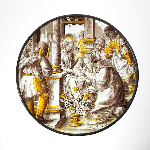 Roundel with Adoration of the Kings by Anonymous