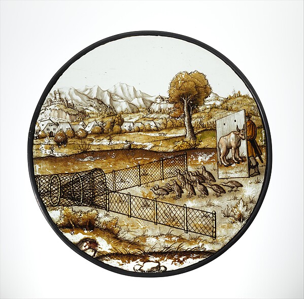 Roundel with Netting Quail by Augustin Hirschvogel