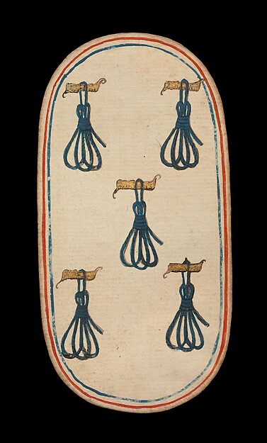 5 of Tethers, from The Cloisters Playing Cards by an unrecorded maker, The Metropolitan Museum of Art