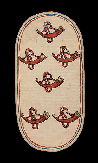 6 of Horns, from The Cloisters Playing Cards by an unrecorded maker, The Metropolitan Museum of Art
