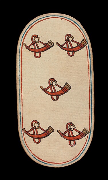 5 of Horns, from The Cloisters Playing Cards by an unrecorded maker, The Metropolitan Museum of Art
