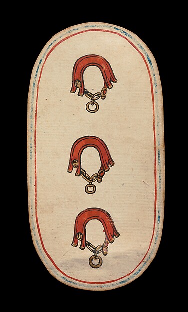 3 of Collars, from The Cloisters Playing Cards by an unrecorded maker, The Metropolitan Museum of Art