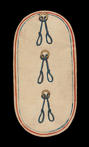 3 of Nooses, from The Cloisters Playing Cards by an unrecorded maker, The Metropolitan Museum of Art