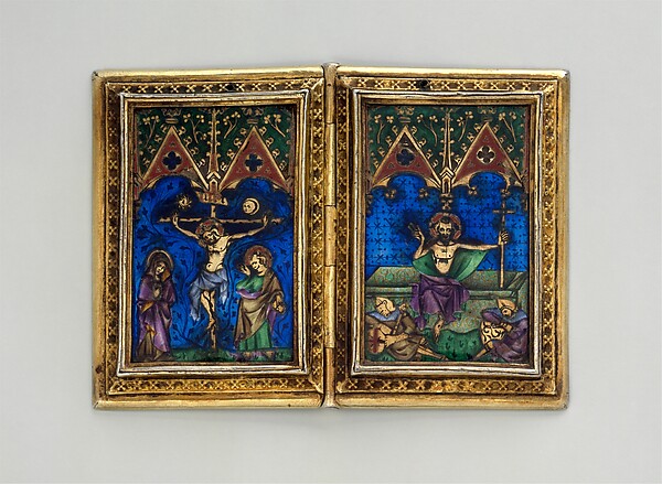 Diptych with Scenes of the Annunciation, Nativity, Crucifixion, and Resurrection by Anonymous